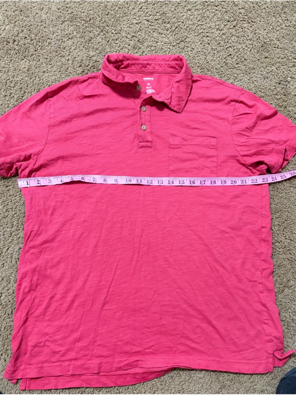 Sonoma Bright Pink Polo with Chest Pocket Size XL - Picture 4 of 8
